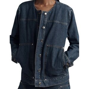 NWT Aligne Anthropologie 6 Bahareh Dark Blue Button Casual Demin Jean Jacket